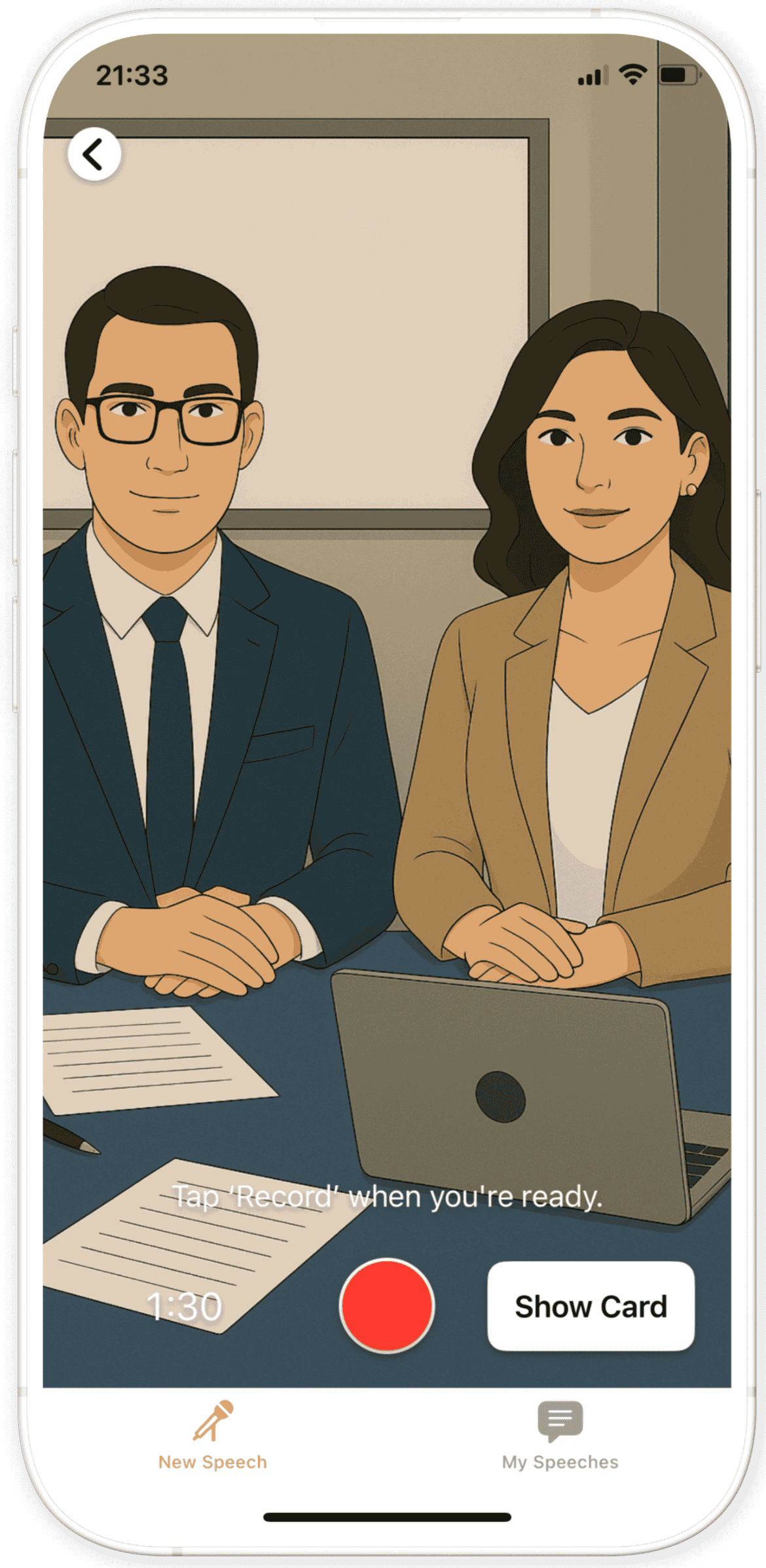 Screenshot from Babli app showing a job interview practice scenario.