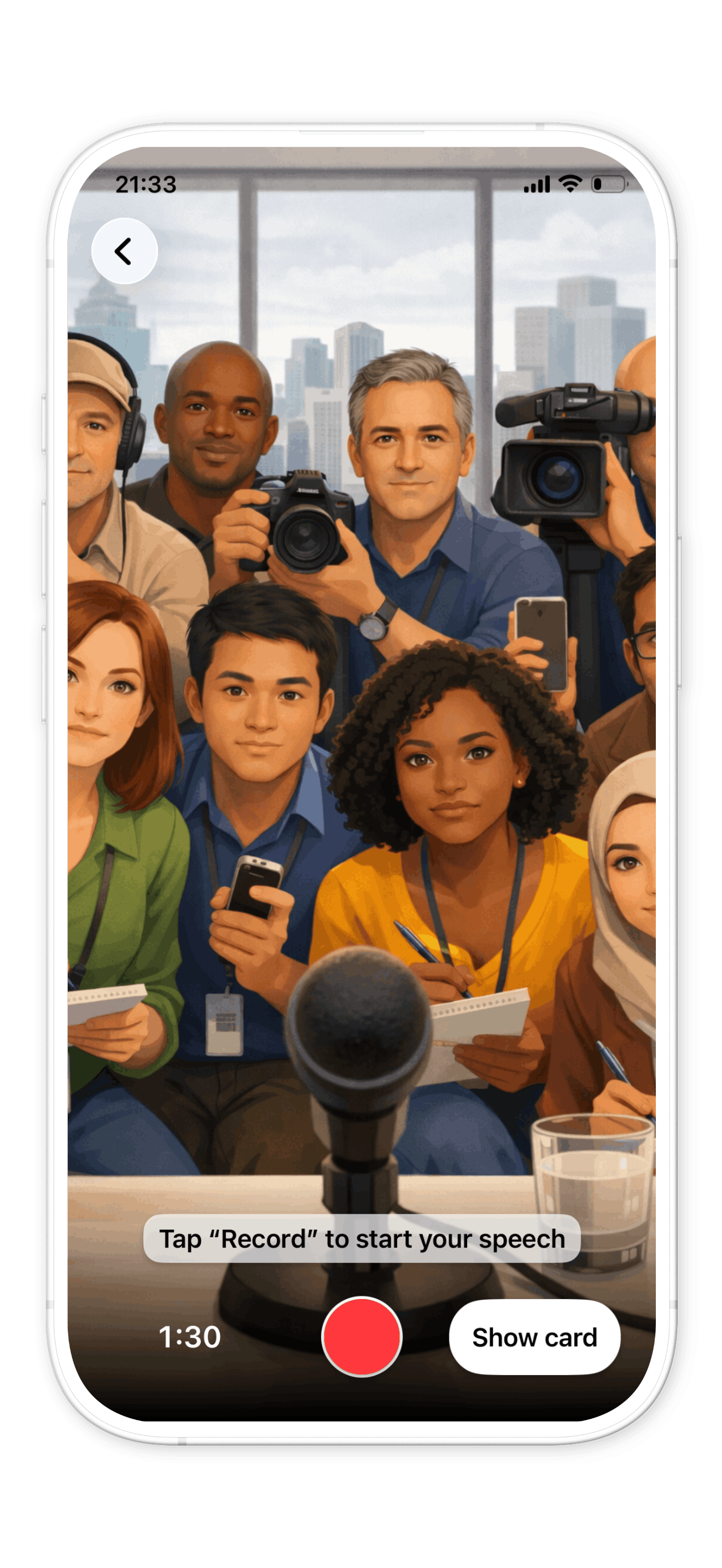 Babli app showing Media and Content Creation speaking practice scenarios